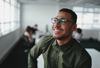 Person smiling at work