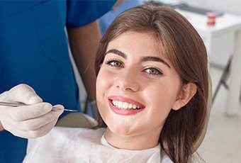 Woman in dental chair