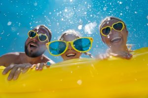 a family having fun in the water